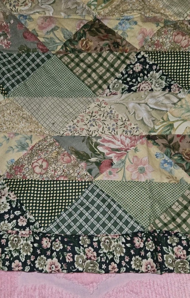 Homemade Multi Print Lightweight Patchwork Quilt Throw Size 60" X 48"