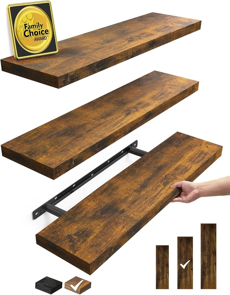 Rustic Brown Hanging Shelves 3 Pack 22.5"