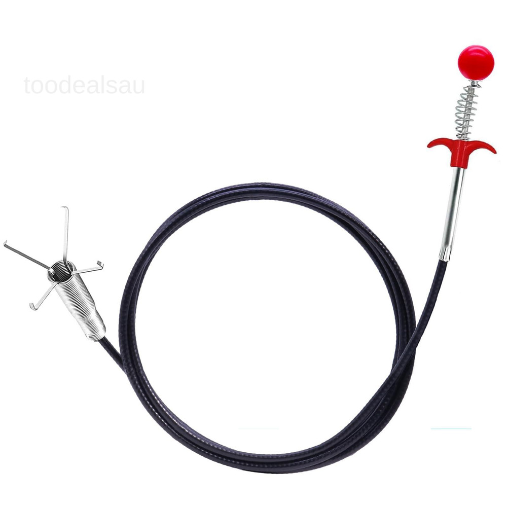 Upgraded Drain Snake 76" with Hook, Plumbing Auger Tool, Sink Red