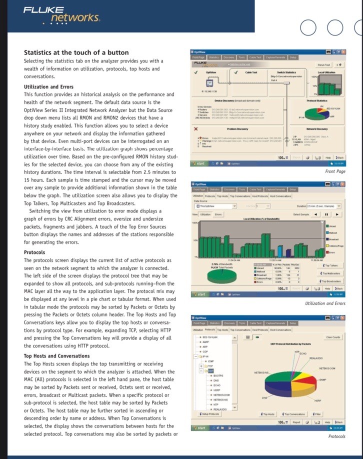 Fluke Network Optiview Series II Integrated Network Analyzer Excellent Condition