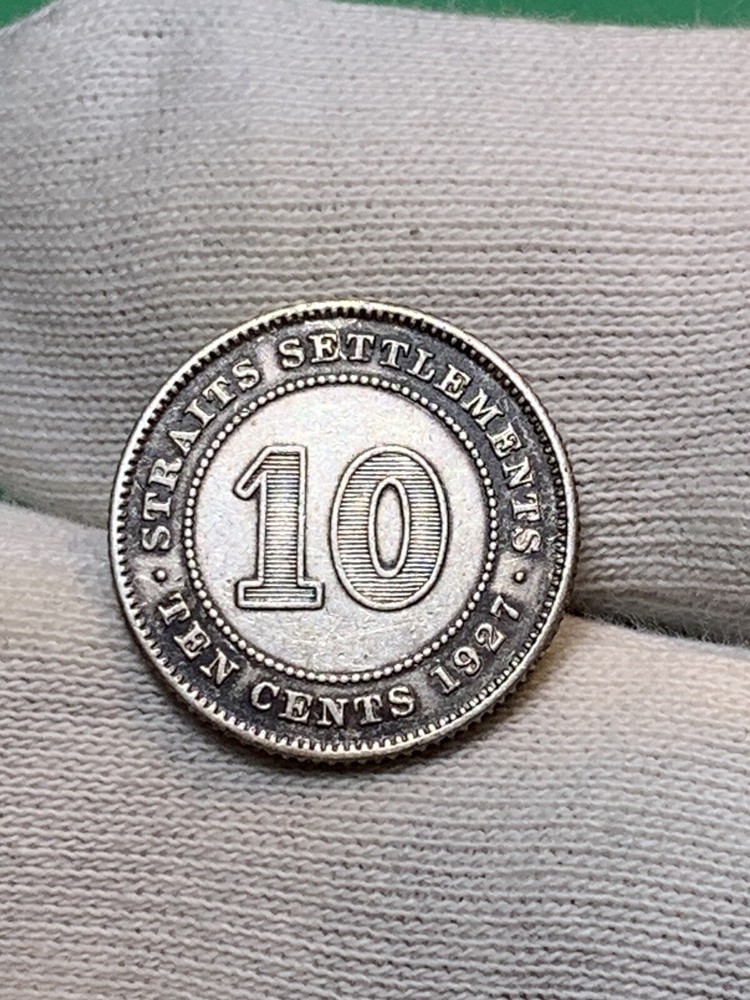 1927 Straits Settlements Silver 10 Cents (A2285)