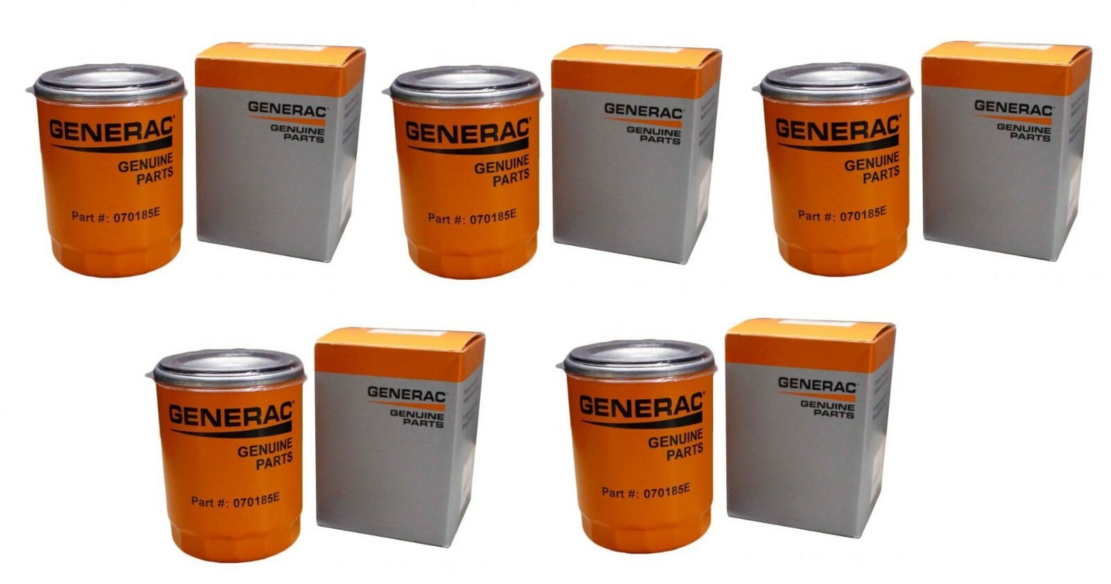 5PK Generac Genuine OEM 070185E Oil Filter for Air-Cooled & Portable Generators