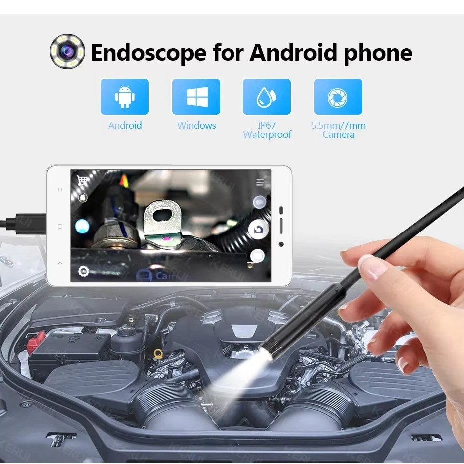 7mm HD Snake Endoscope Borescope Inspection Camera for USB Type C Android 1PCS