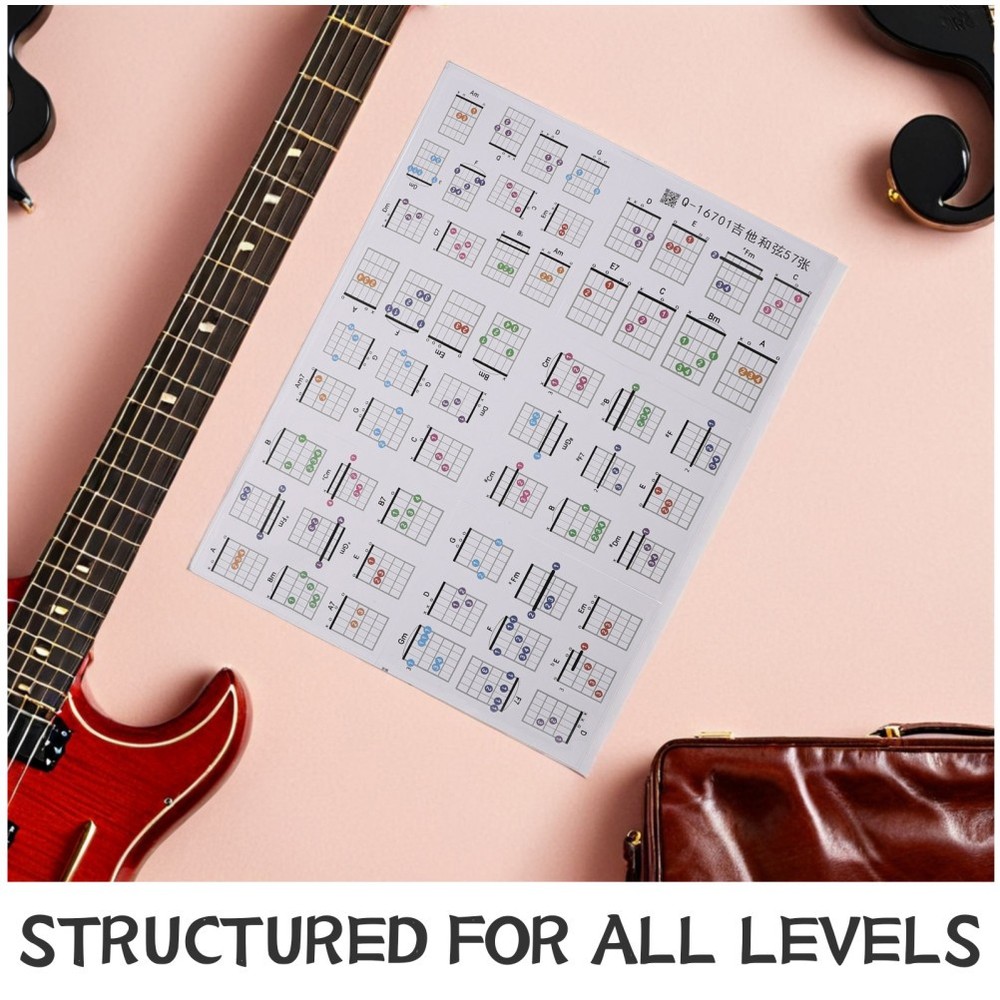 57 Pcs Portable Guitar Chart Beginner Chord Accessory Easy Chords