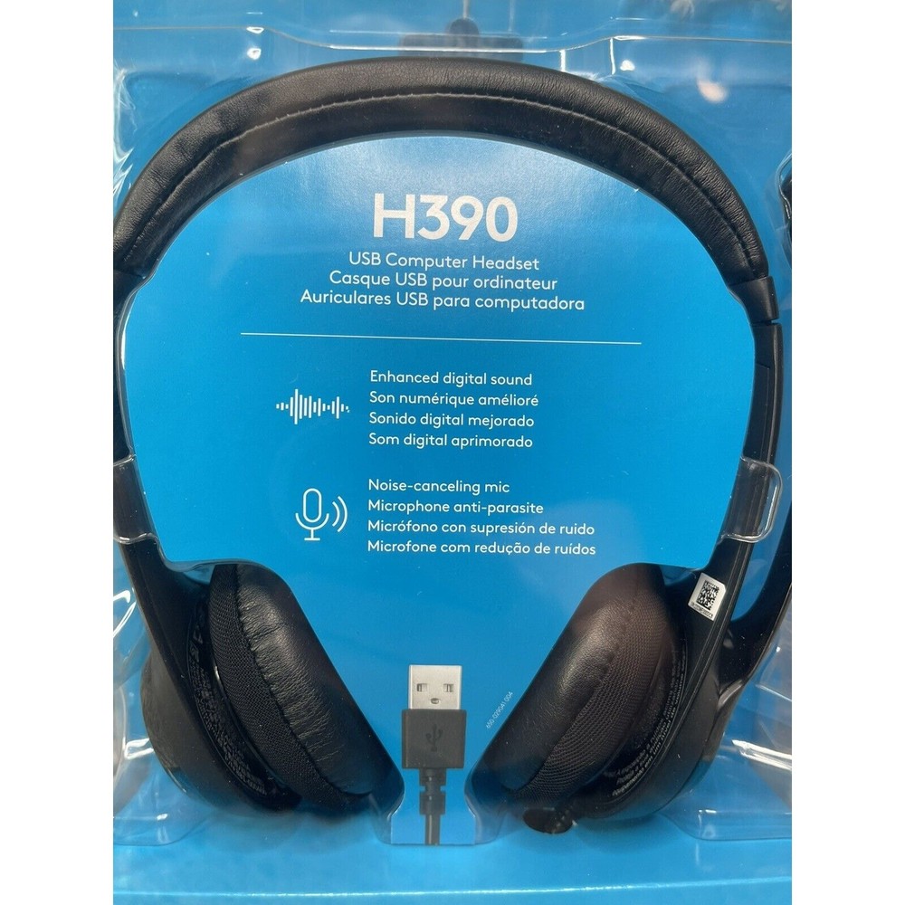 Logitech H390 Black Over the Ear Computer Headset USB New Open Box