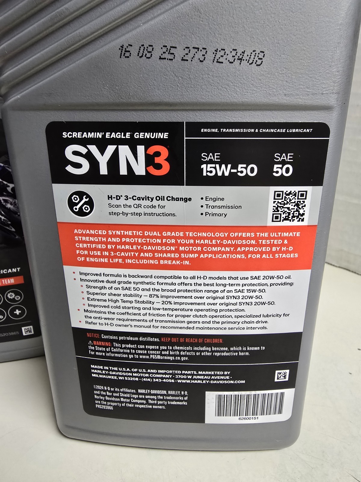 SYN3 15W-50 Harley Davidson Touring King Glide Screamin Eagle Full Synthetic