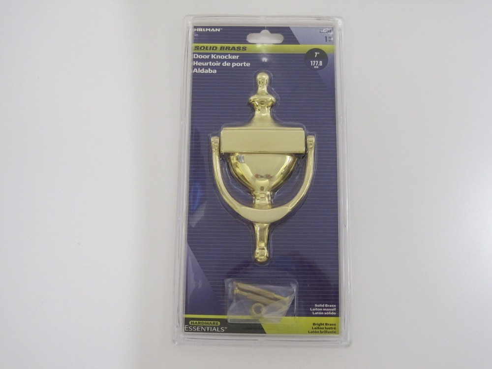 Hillman Solid Bright Brass Door Knocker 7" Model #852393 NEW