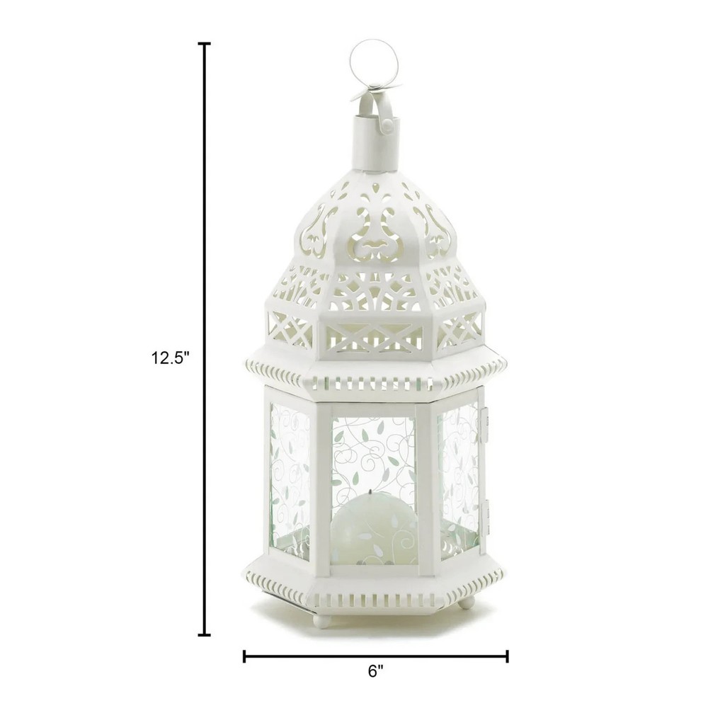 White Moroccan Candle Lantern