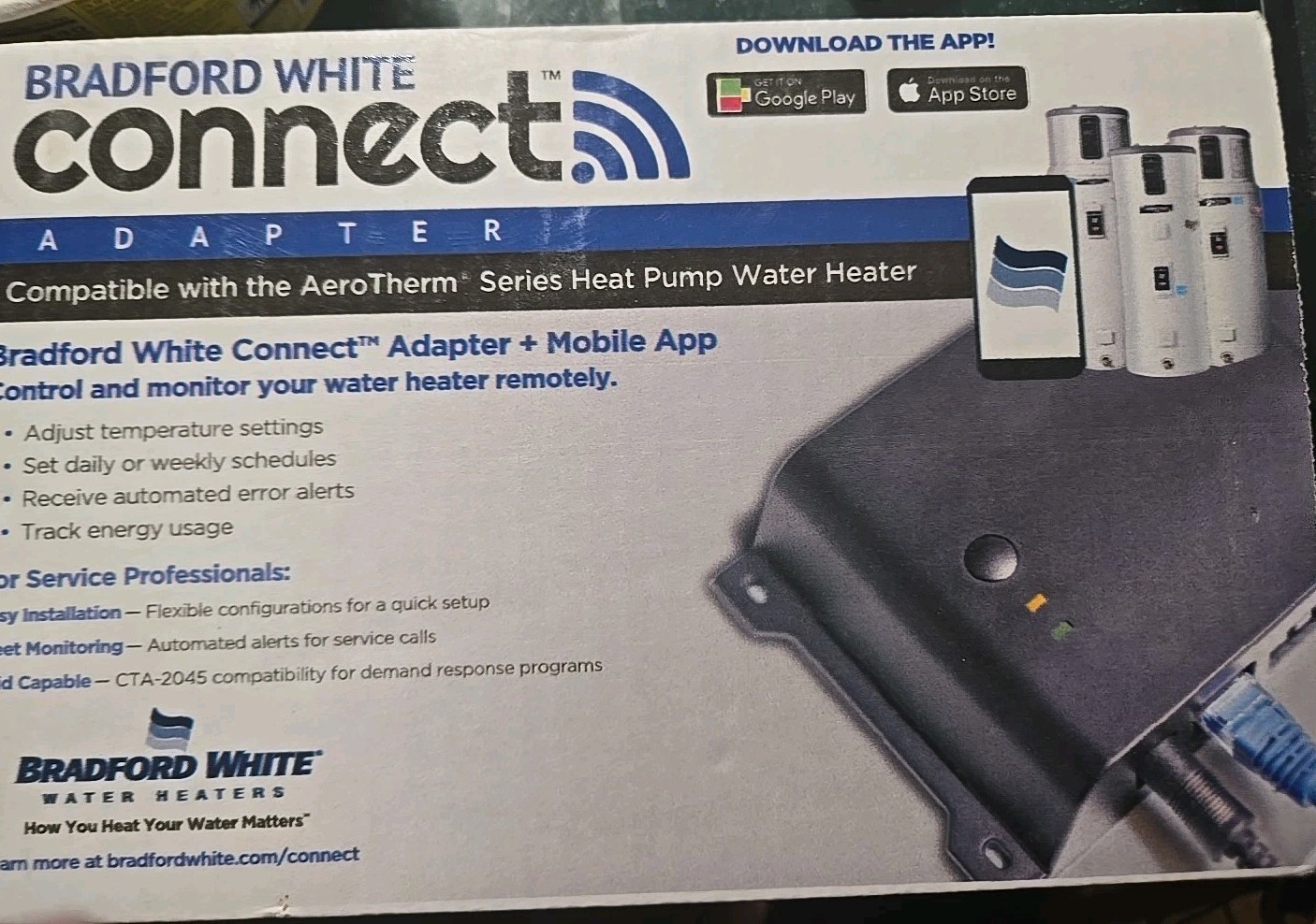 Bradford White Connect Adapter + Mobile App NIB
