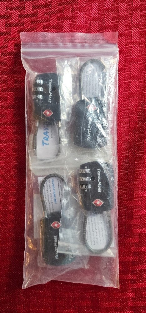 4 Pack TSA Approved Travel Locks-Black-Suitcase Backpack Combo Locks, Sealed Bag