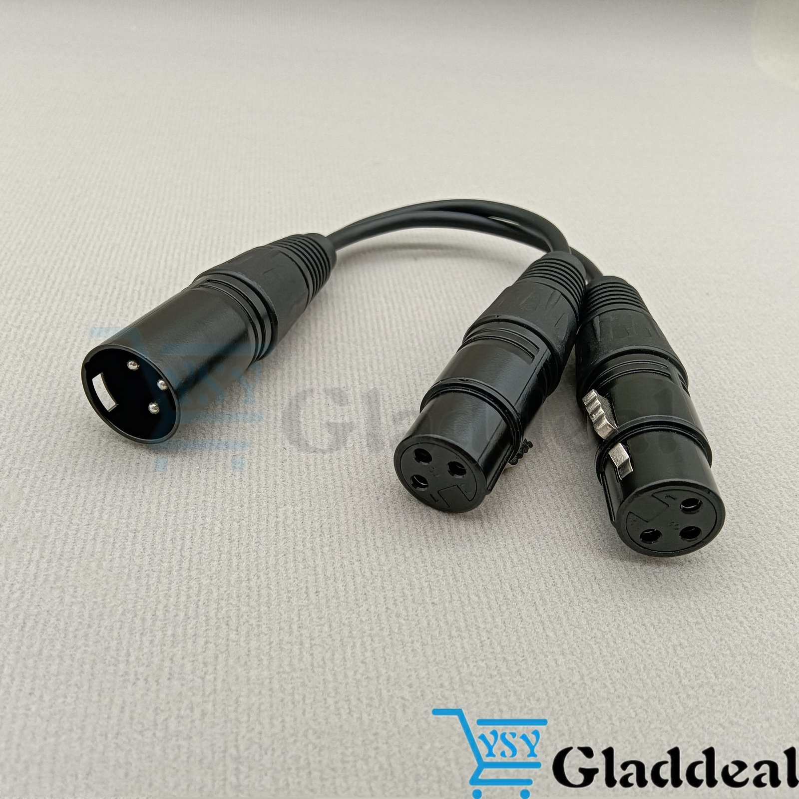 3-Pin XLR Male Plug to Dual 2 Female 16 AWG Jack Y Splitter Mic DJ Cable Adaptor
