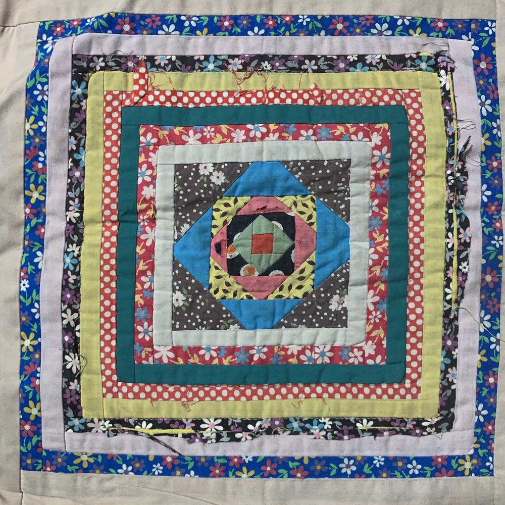 Vintage Log Cabin Patchwork Small Cotton Accent Pillowcase