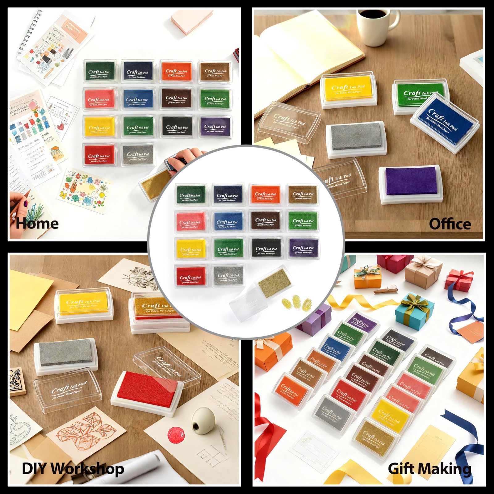 15 Ink Pads in Vibrant Colors for Stamps, DIY Crafts, Card Making, Scrapbooking