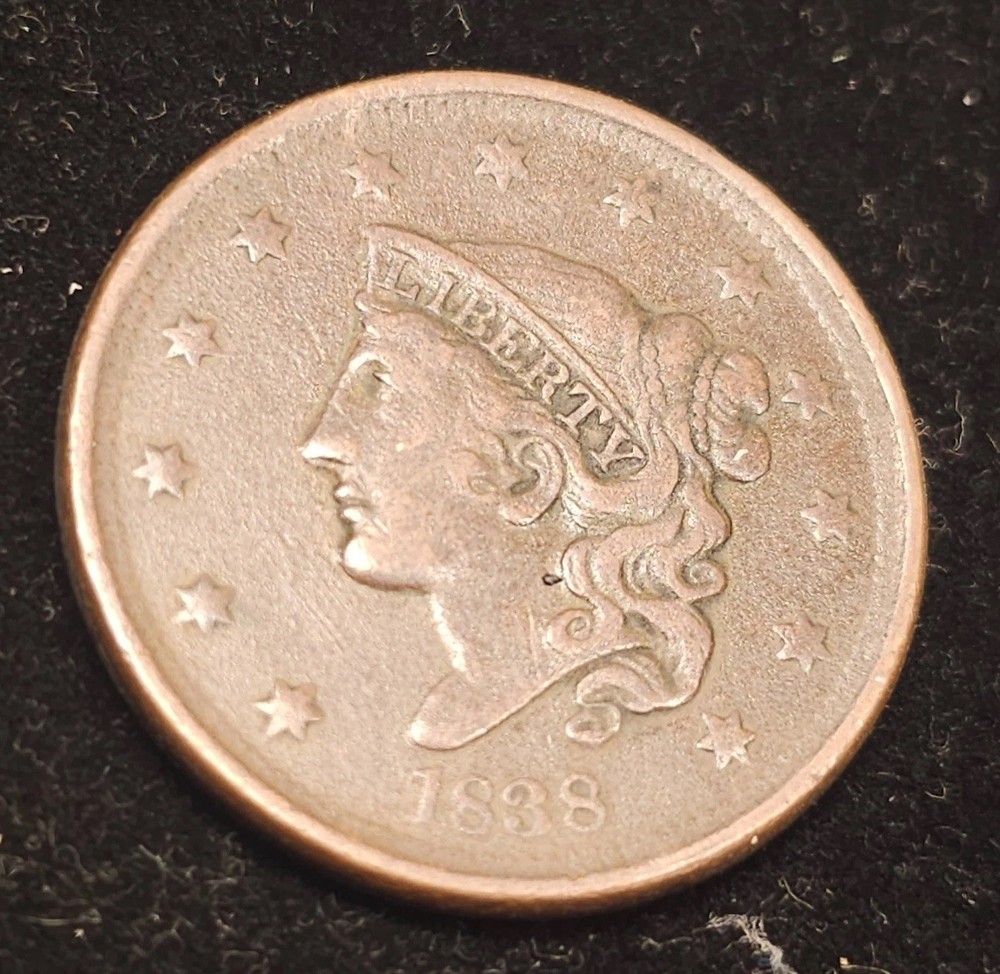 1838 Coronet Head / Large Cent / Extra Fine