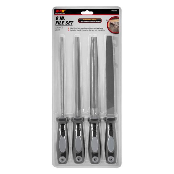 Performance Tool Rectangular Smooth File Set w Handle, 4 Pieces