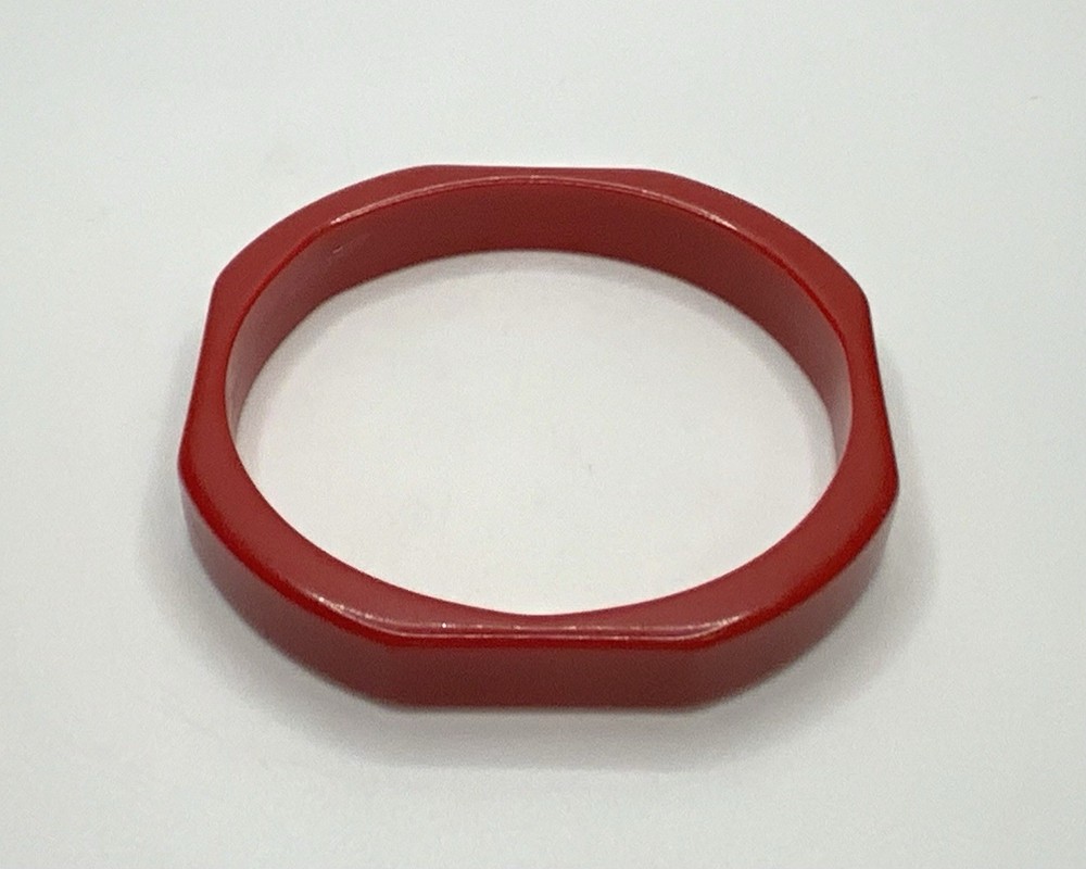 Vintage Deep Cherry Red Octagonal Bakelite Bangle Bracelet ~ Tested