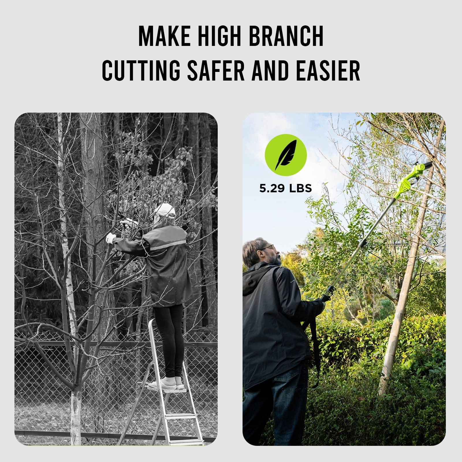 Steelite 21V 2-in-1 Cordless Pole Saw & 6 Inch Electric Mini Chainsaw W/ Battery