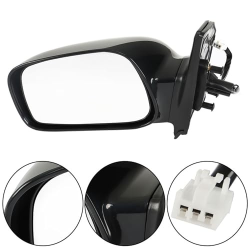 Black Driver Side Mirror Power Paintable Replacement for 2003-2008 Corolla