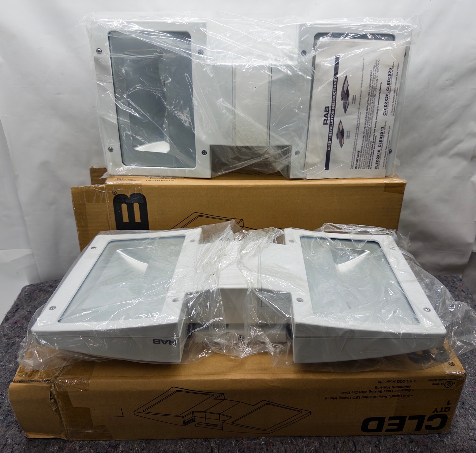 2 QTY Rab Lighting Aluminum Ceiling Light White 52W 120 to 277v 5100K 5519lm