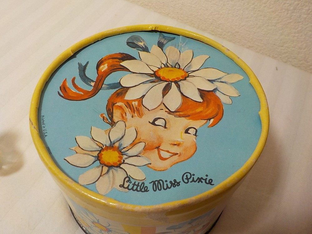 VINTAGE LANDER LITTLE MISS PIXIE DUSTING POWDER FULL & PERFUME BOTTLE EMPTY