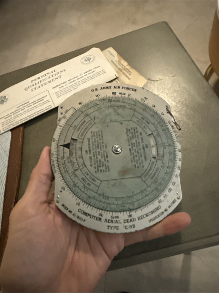 USAAF Type E-6B AERIAL DEAD RECKONING COMPUTER +Case+Paperwork. Z9