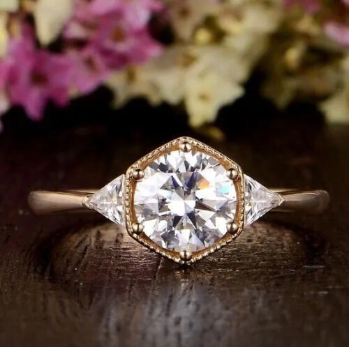 3.10 Ct Round Cut Lab-Created White Diamond Wedding Ring 14K Yellow Gold Finish