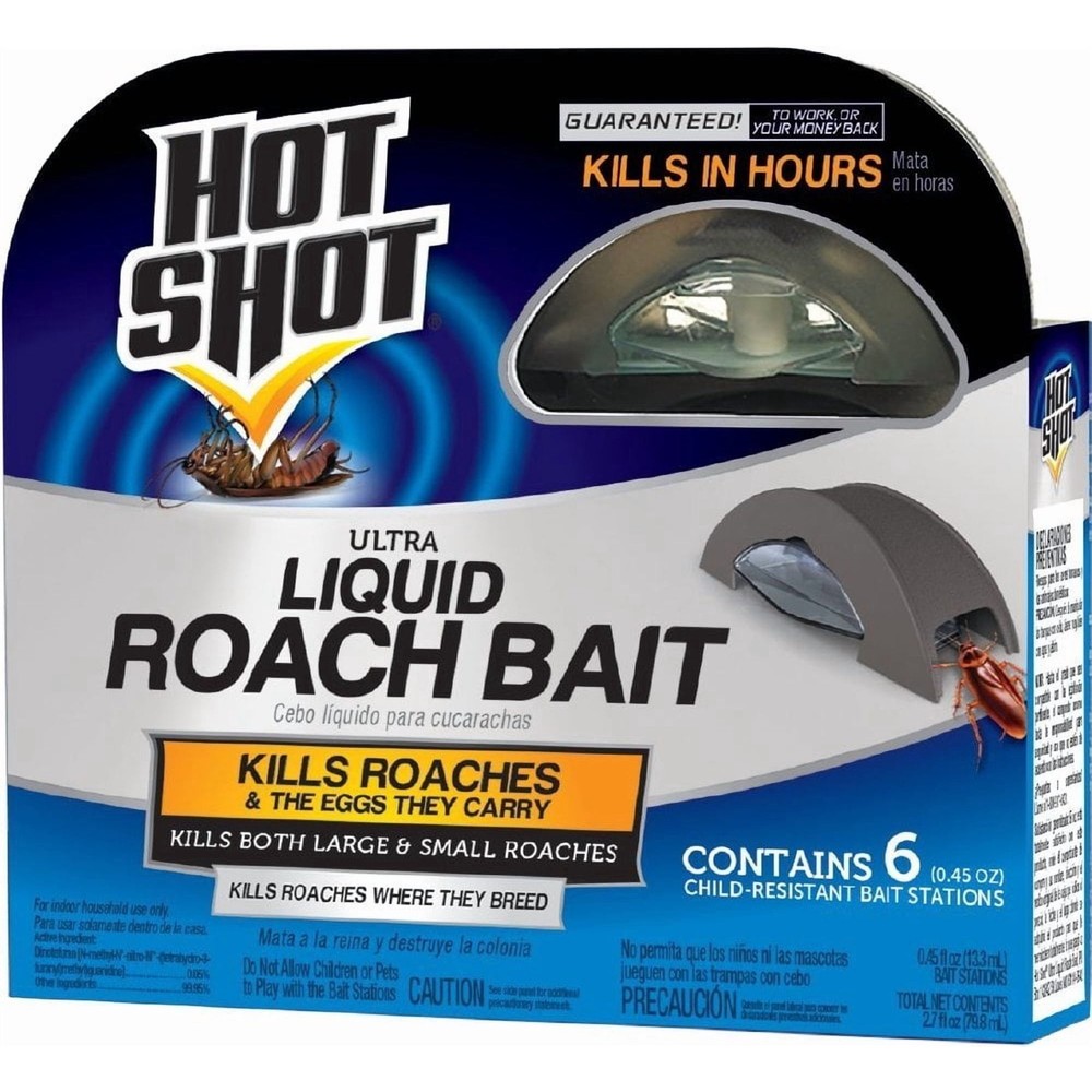 Hot Shot Liquid Roach Bait, Roach Killer, 1 Pack, 6-Count