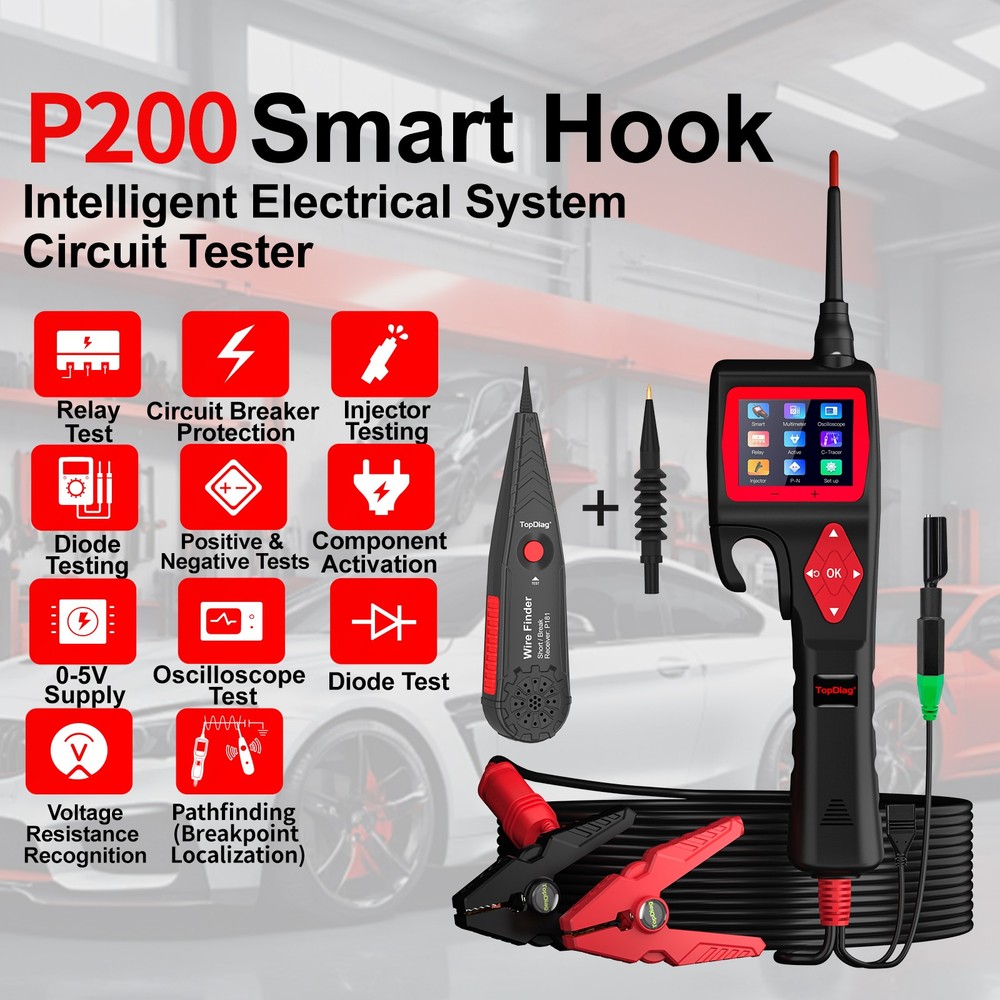 TopDiag P200 SMART HOOK Power Tester Probe Circuit Analyzer Multimeter Injector