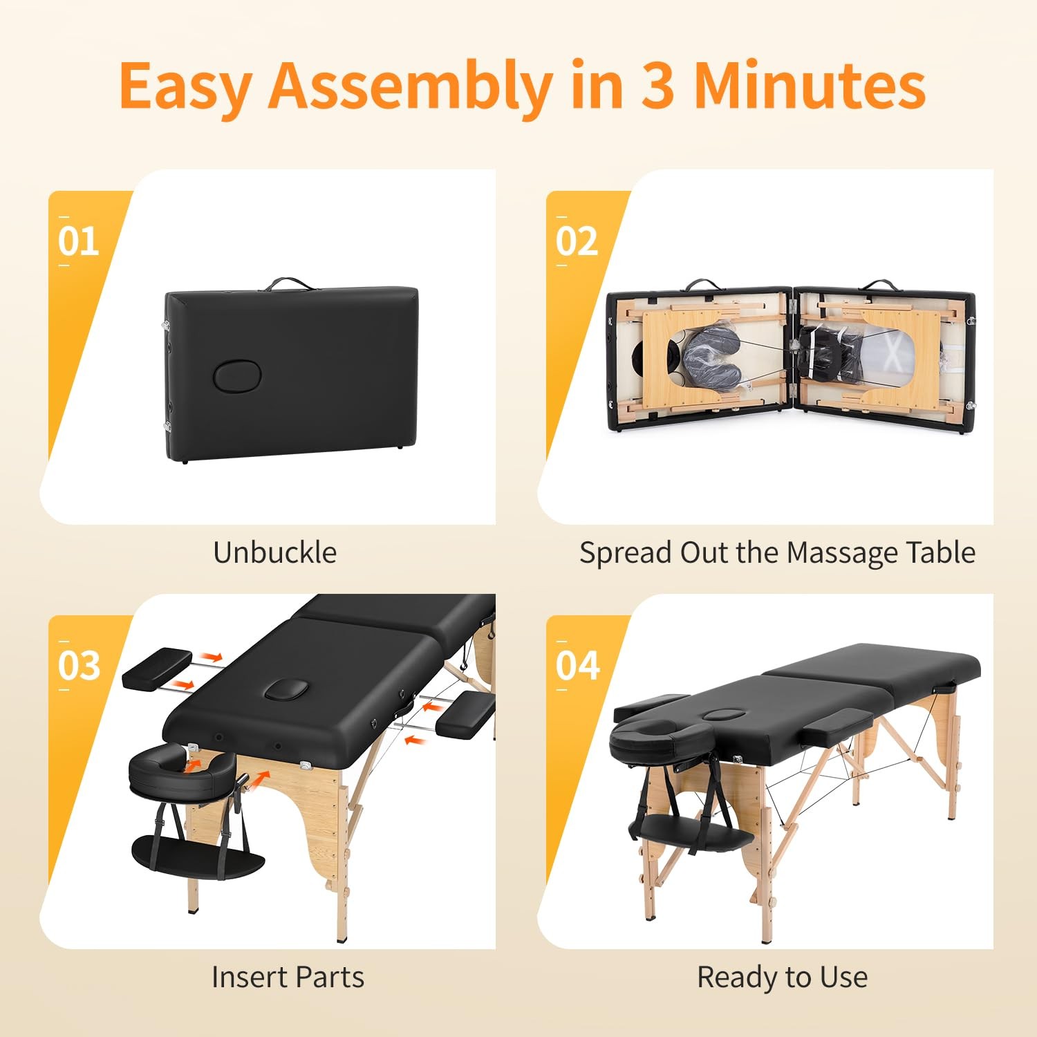 Massage Bed Portable Massage Table 24 inch Wide Lash Bed Height Adjustable 2 ...