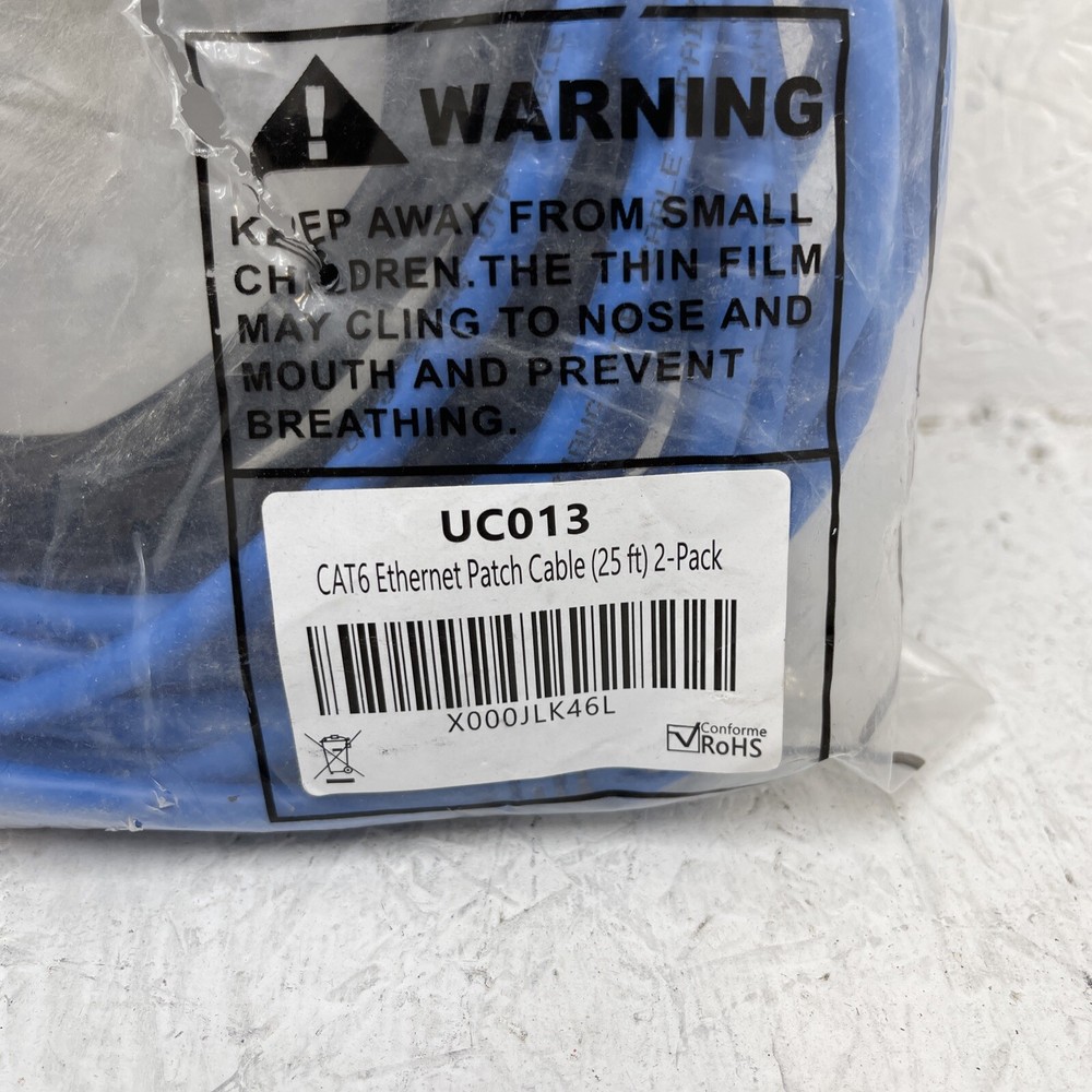 CAT6 Ethernet Patch Cable Network Internet Stranded # UC013 25ft Blue Color