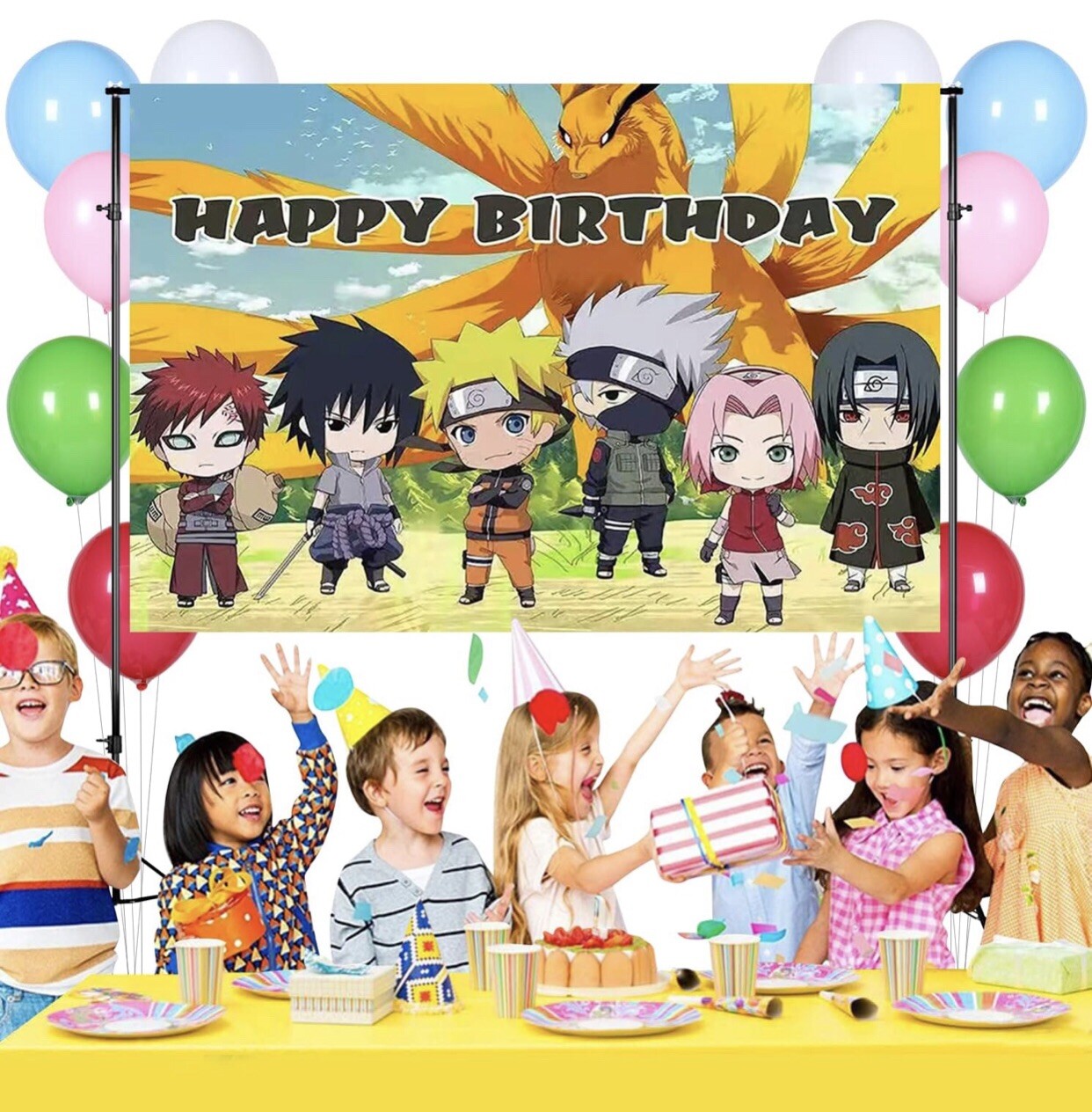 Naruto Theme Birthday Party Decorate, 5x3.5ft Happy Birthday Backdrop US Seller