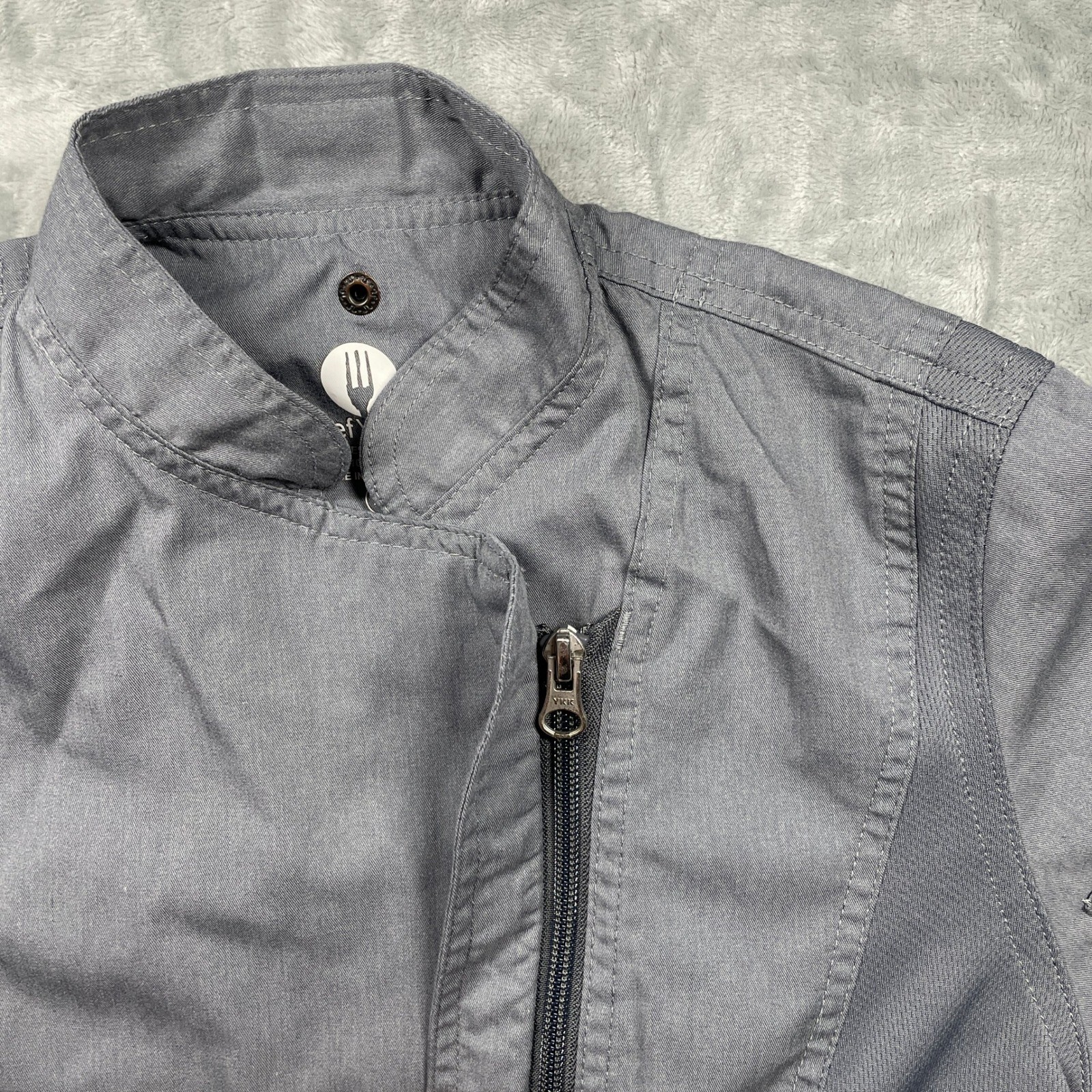 Two Chef Works Gray Chef Coat Kitchen Uniform Full Zip Long Sleeve Workwear Top