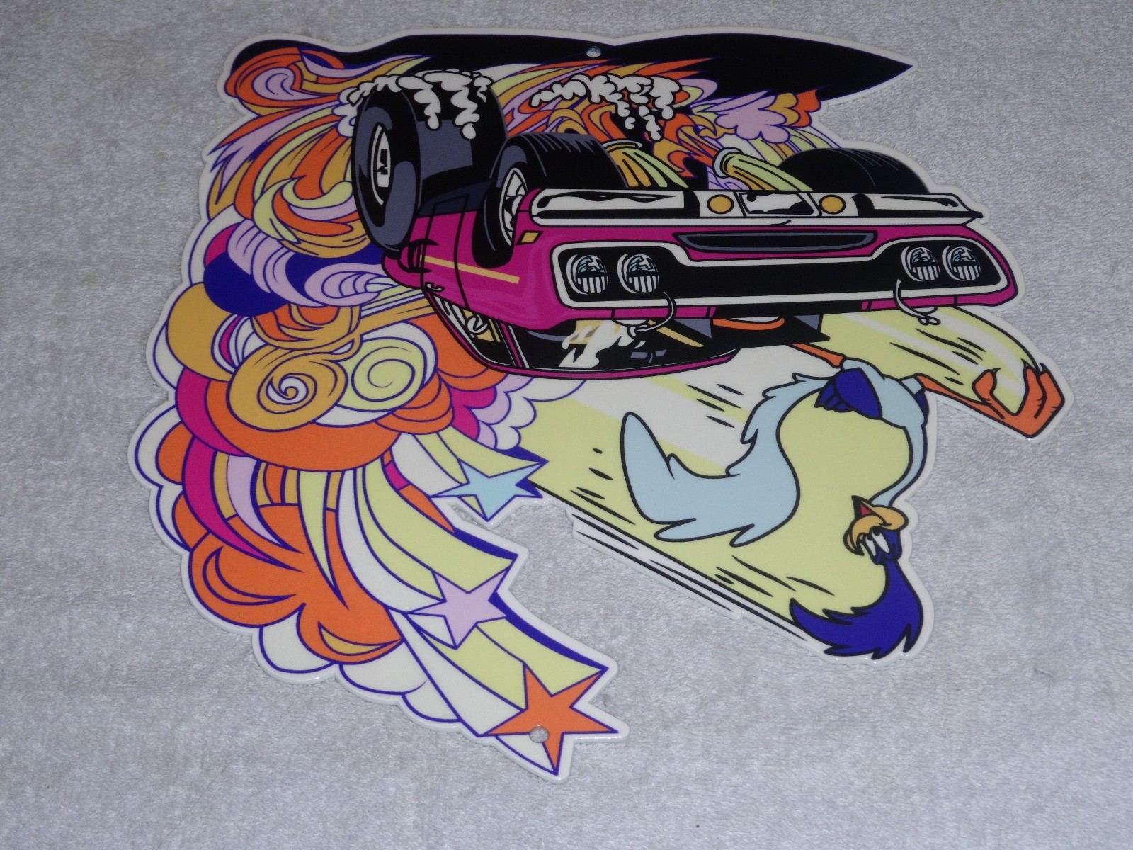 VINTAGE DODGE MOPAR ROAD RUNNER DIECUT 12" METAL ROADRUNNER CAR ADVERTISING SIGN