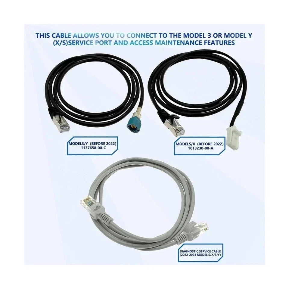 6 Pcs Diagnostic Cables Set for Tesla Model S 3 X Y, USB OBD2 Diagnostic Tools A