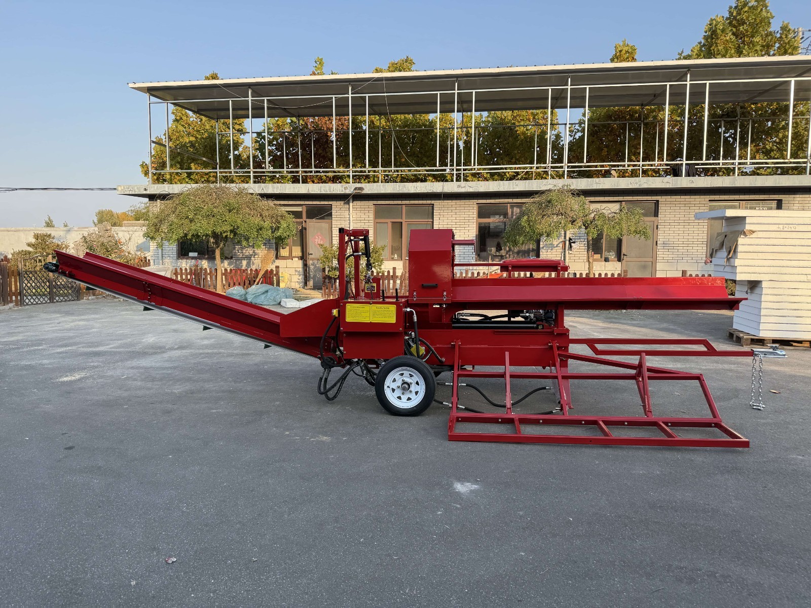 27T Firewood Processor 6-Way Wedge Log Splitter with 10FT Belt Firewood Conveyor