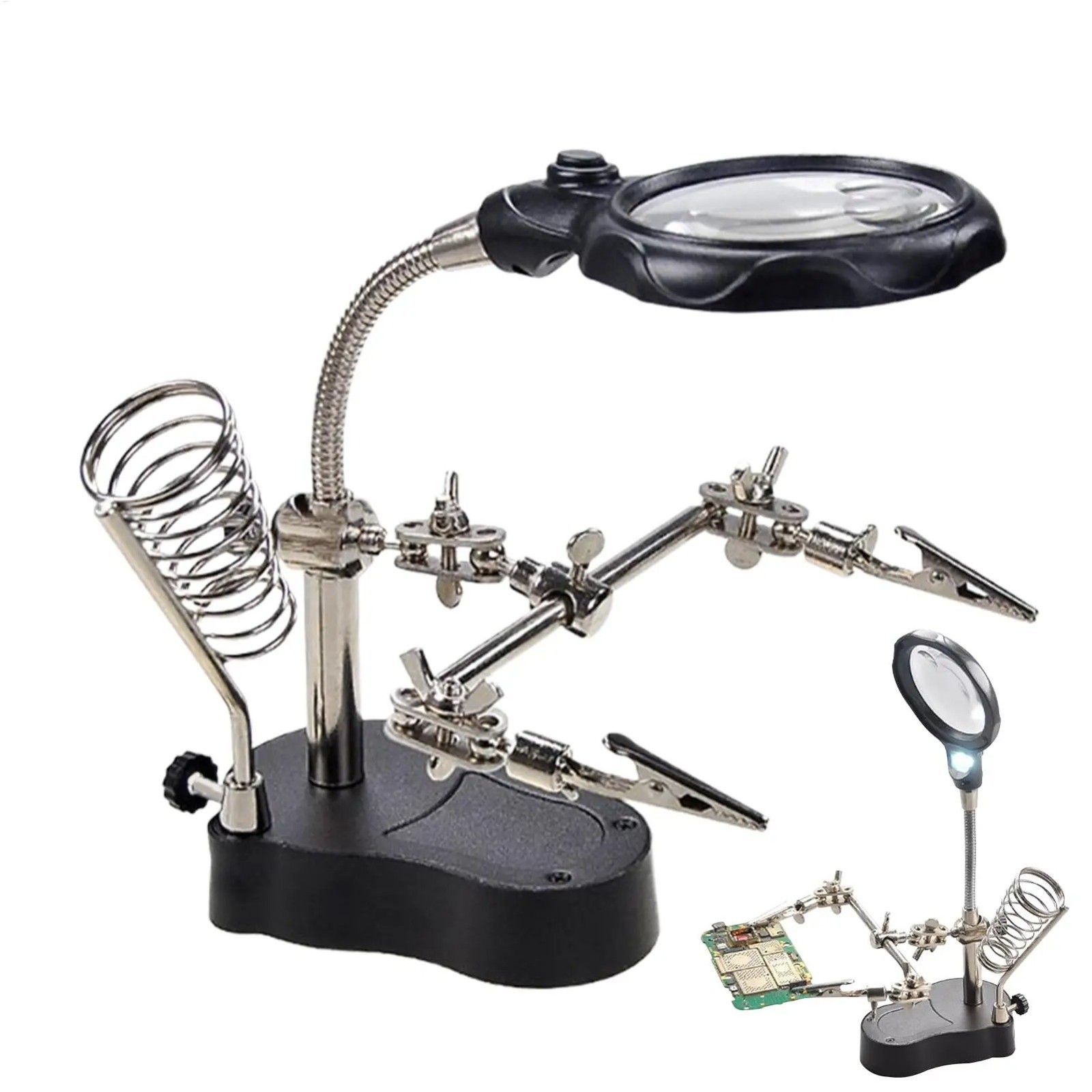 Third Hand Soldering Solder Iron Stand Holder Magnifier Helping Station Tool