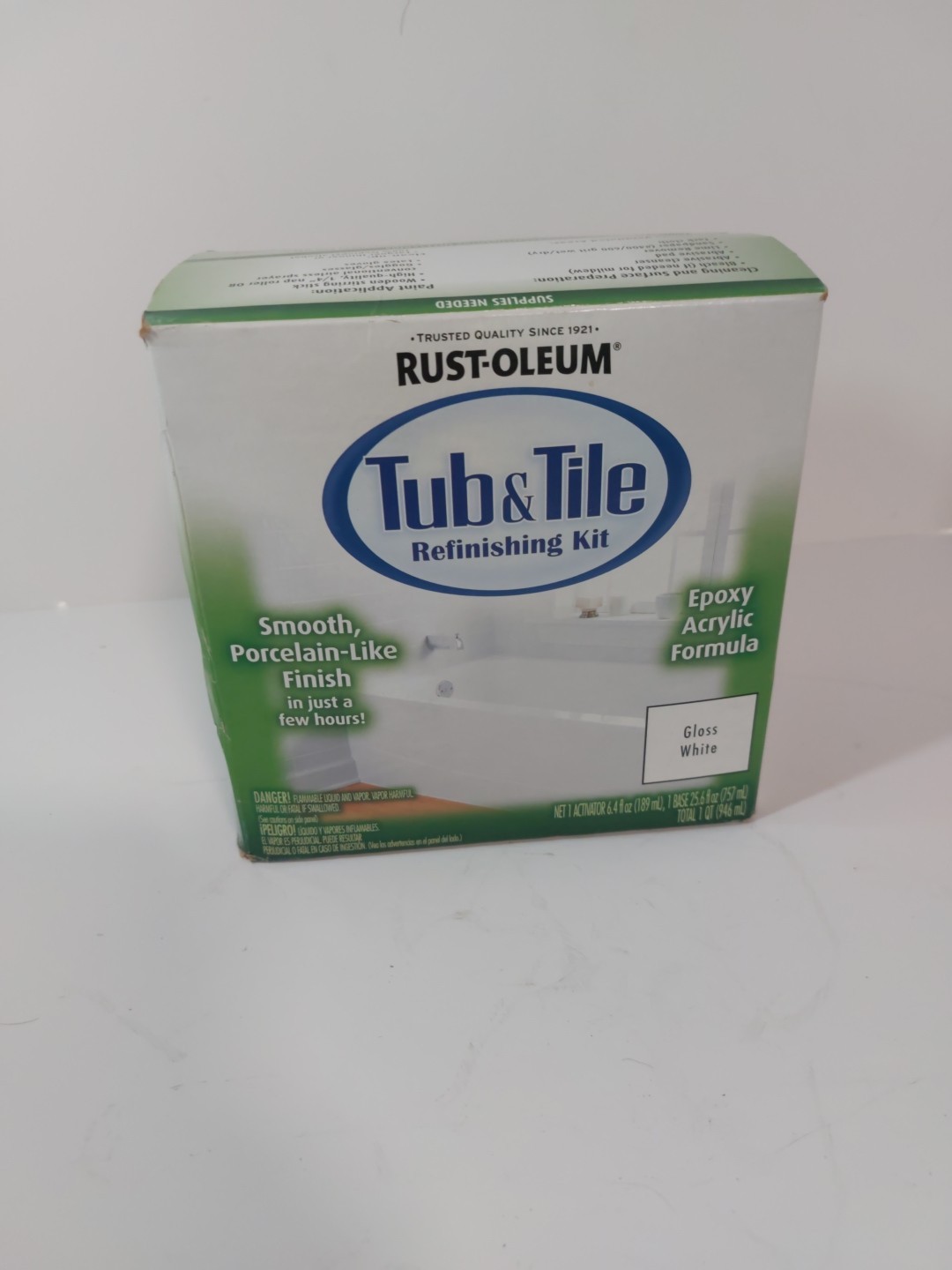 Rust-Oleum #384175 Gloss White Tub & Tile Refinishing Kit, New Open Box