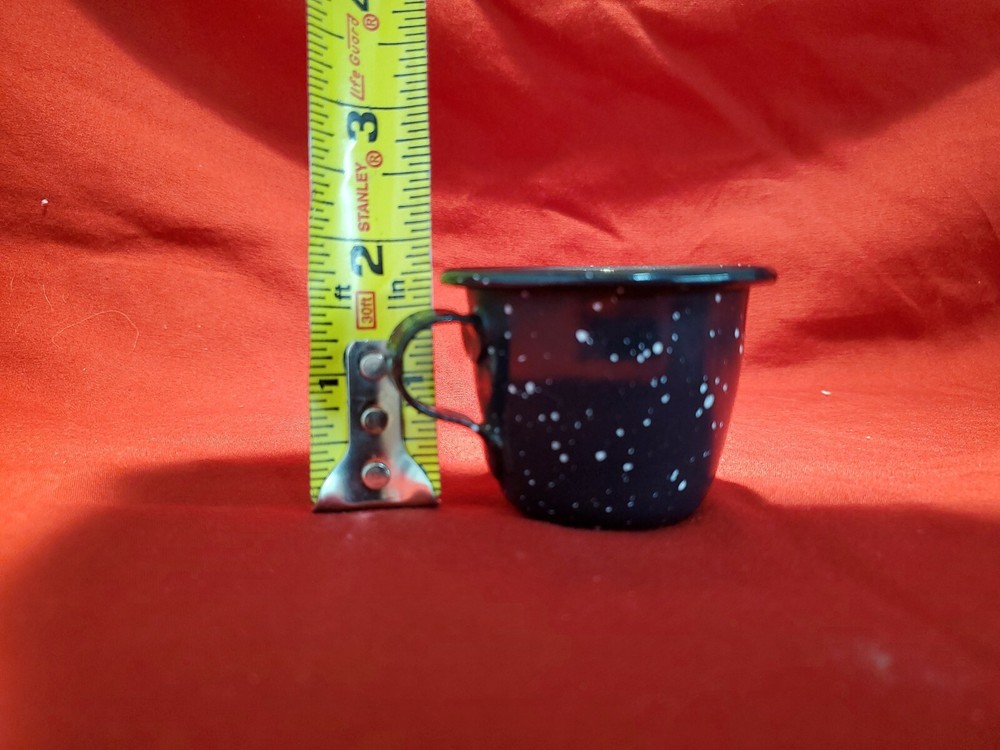 1.75" Tall Blue Speckled Enamel Cup
