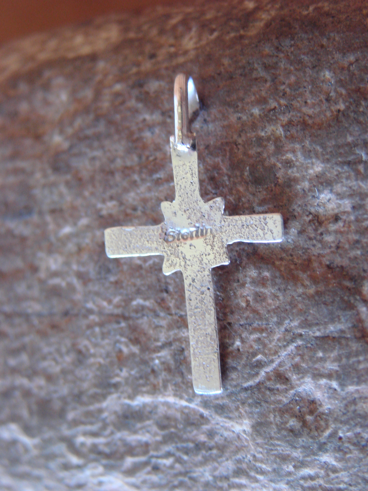 Small Navajo Jewelry Sterling Silver Cross Charm / Pendant by Lorraine Chee
