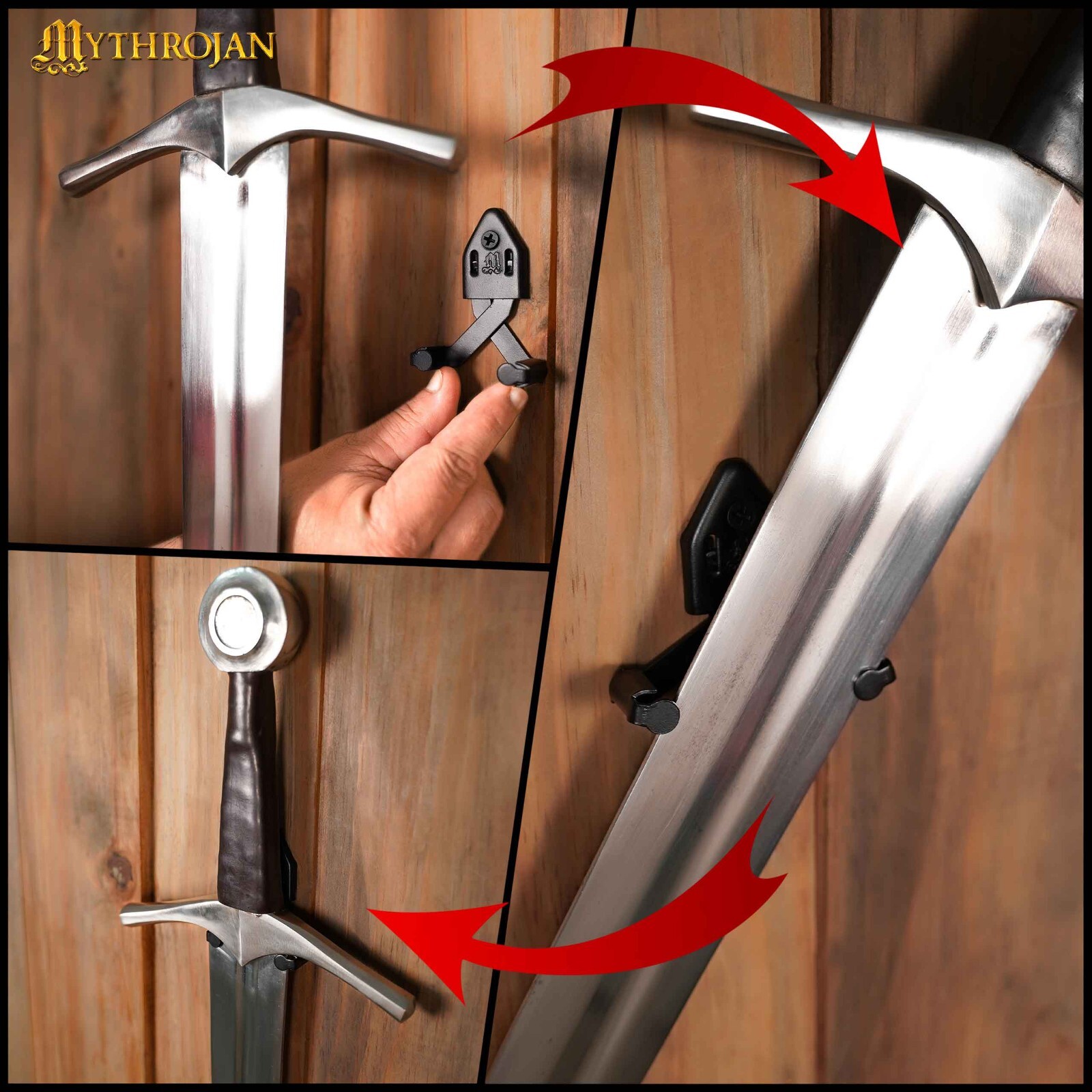 Vertical Wall Sword Hook Single Display Knife Hanger Set of 2