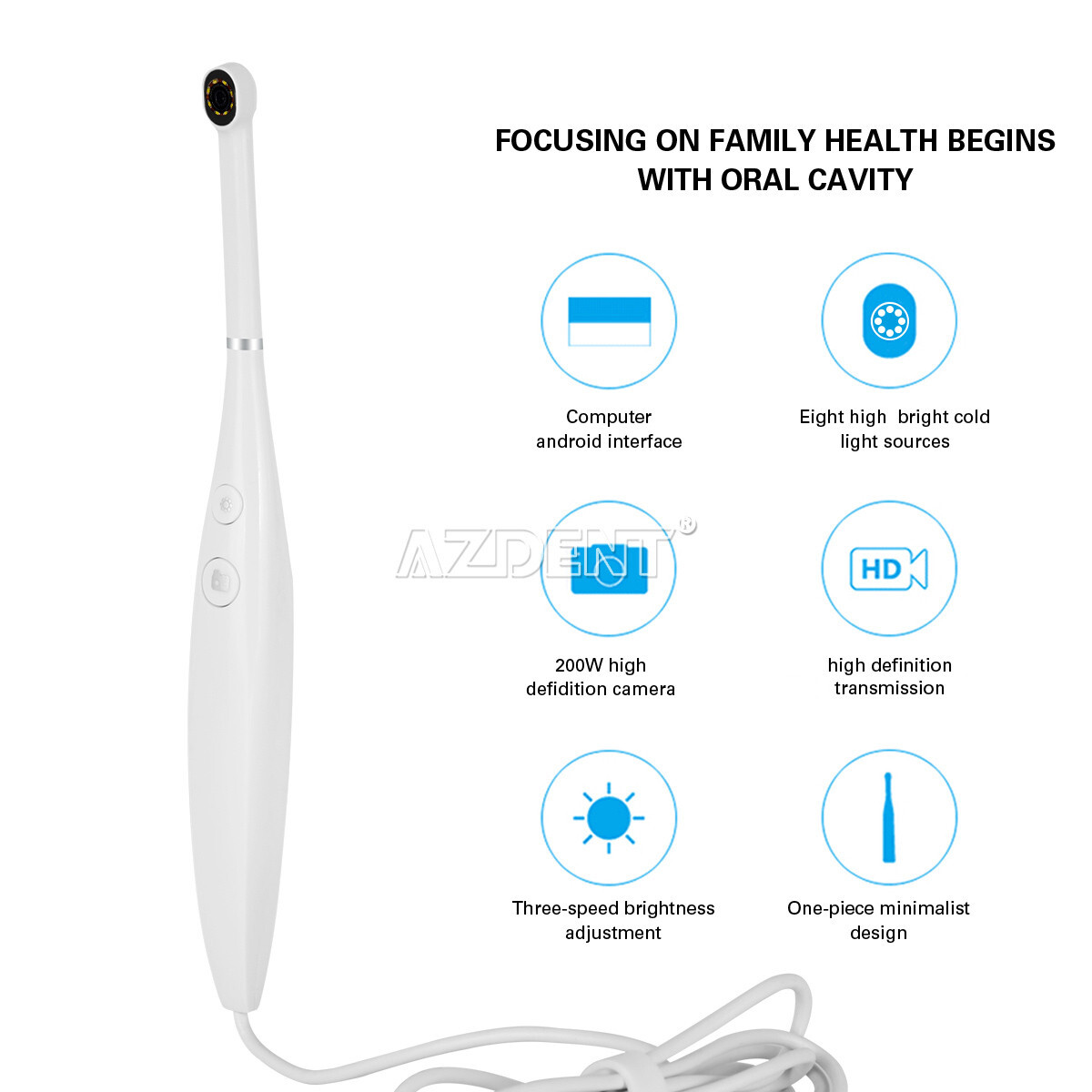 Dental Intraoral Camera USB Digital Imaging Oral HD Camera 8 LED light 3-speed