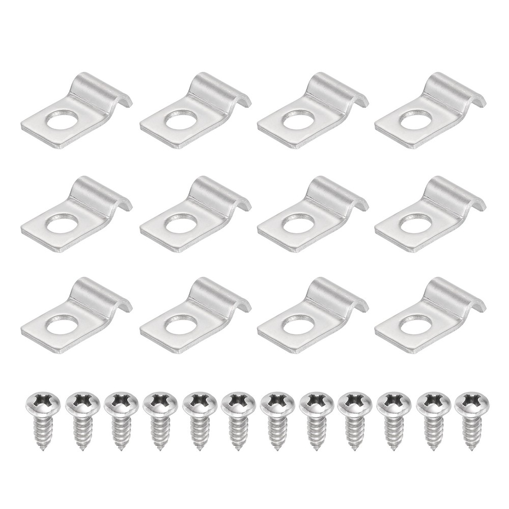 12Pcs 3mm(1/8") One Hole Rigid Pipe Strap with Screws, Silver