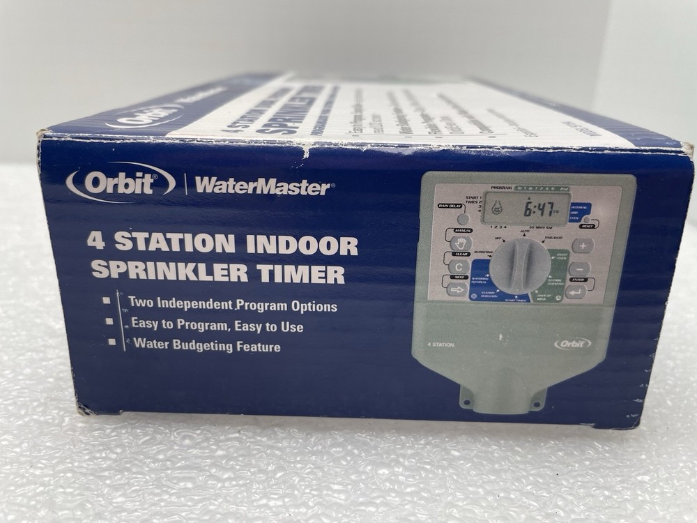ORBIT WATER MASTER 4 STATION SPRINKLER TIMER DUAL PROGRAMS LCD INDOOR MOUNT