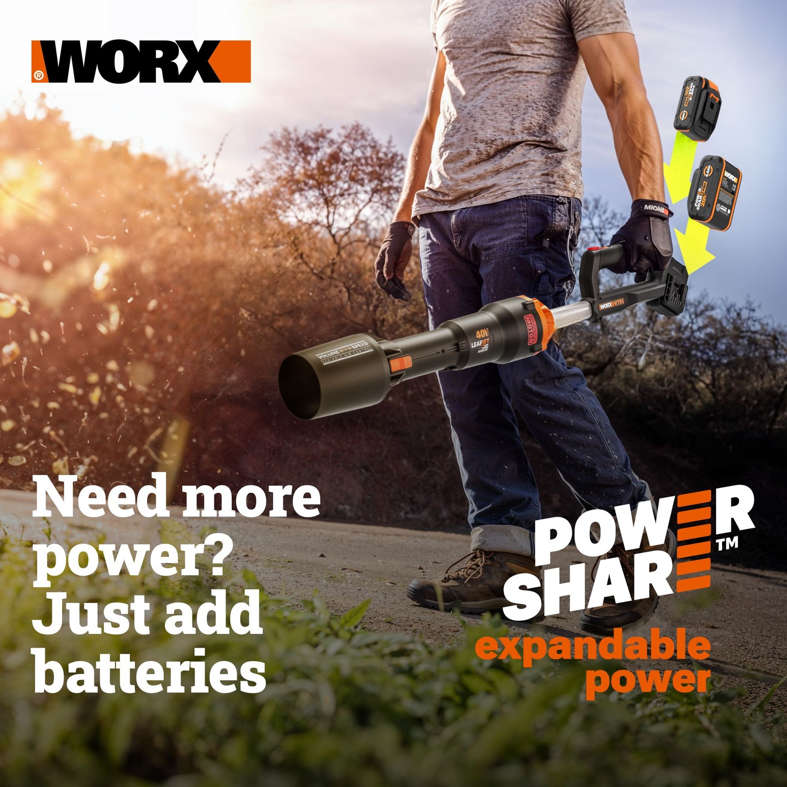 Worx Nitro 20V Brushless 12" Cordless Chainsaw (WG350-SU)