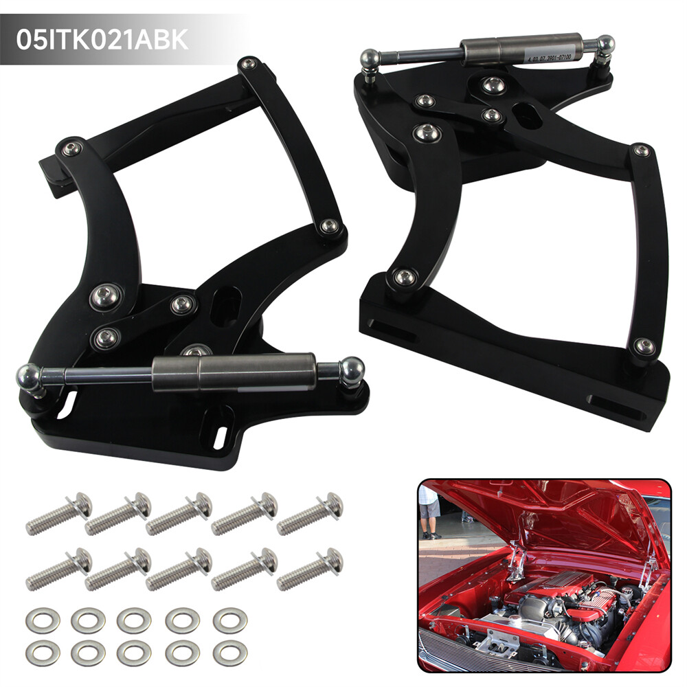 Billet Hood Hinge Kit Left and Right Side For Ford Mustang 1964-1966 Black