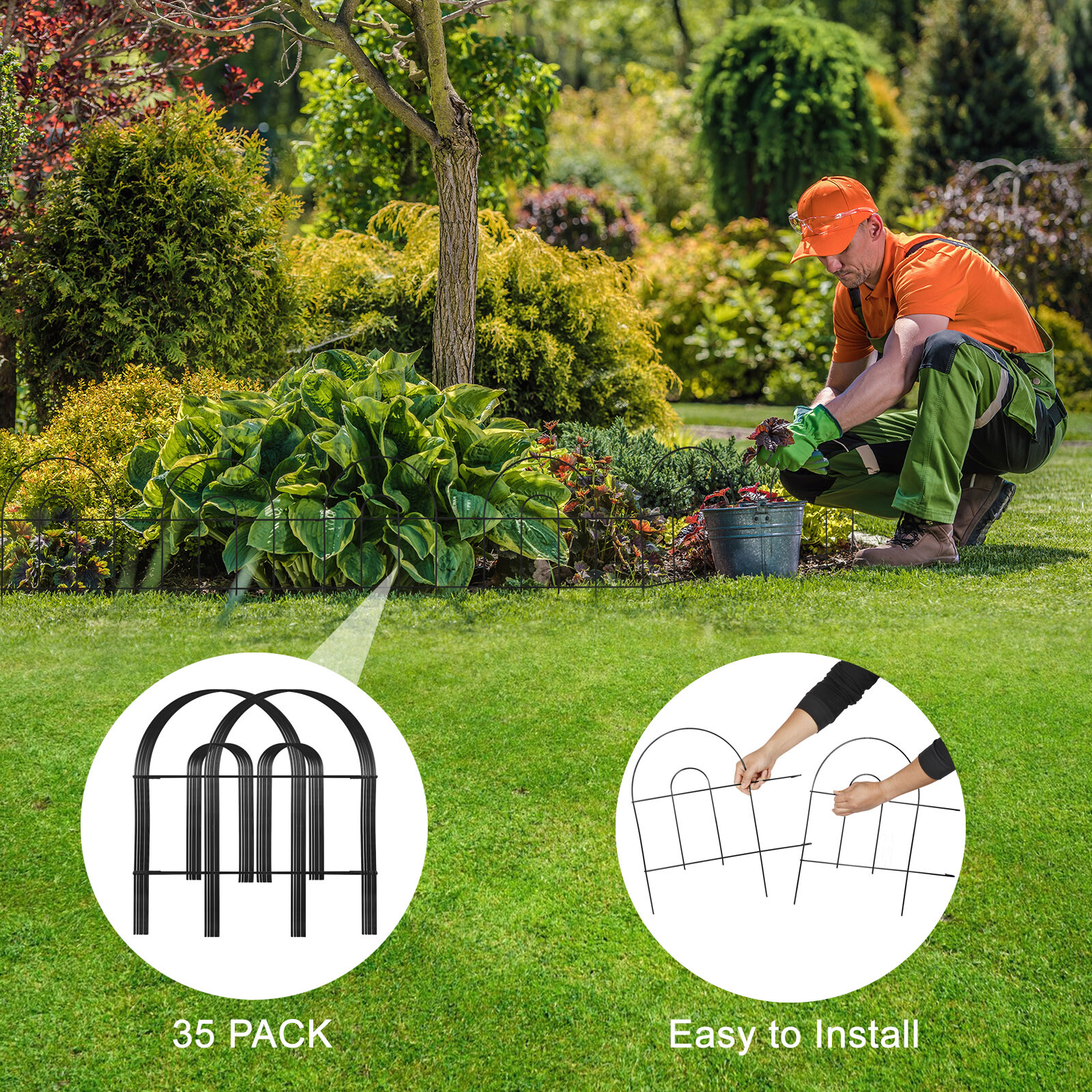 50' X 18" Garden Border Fence 35 PCS Folding Fence Pannel Animal Barrier Metal