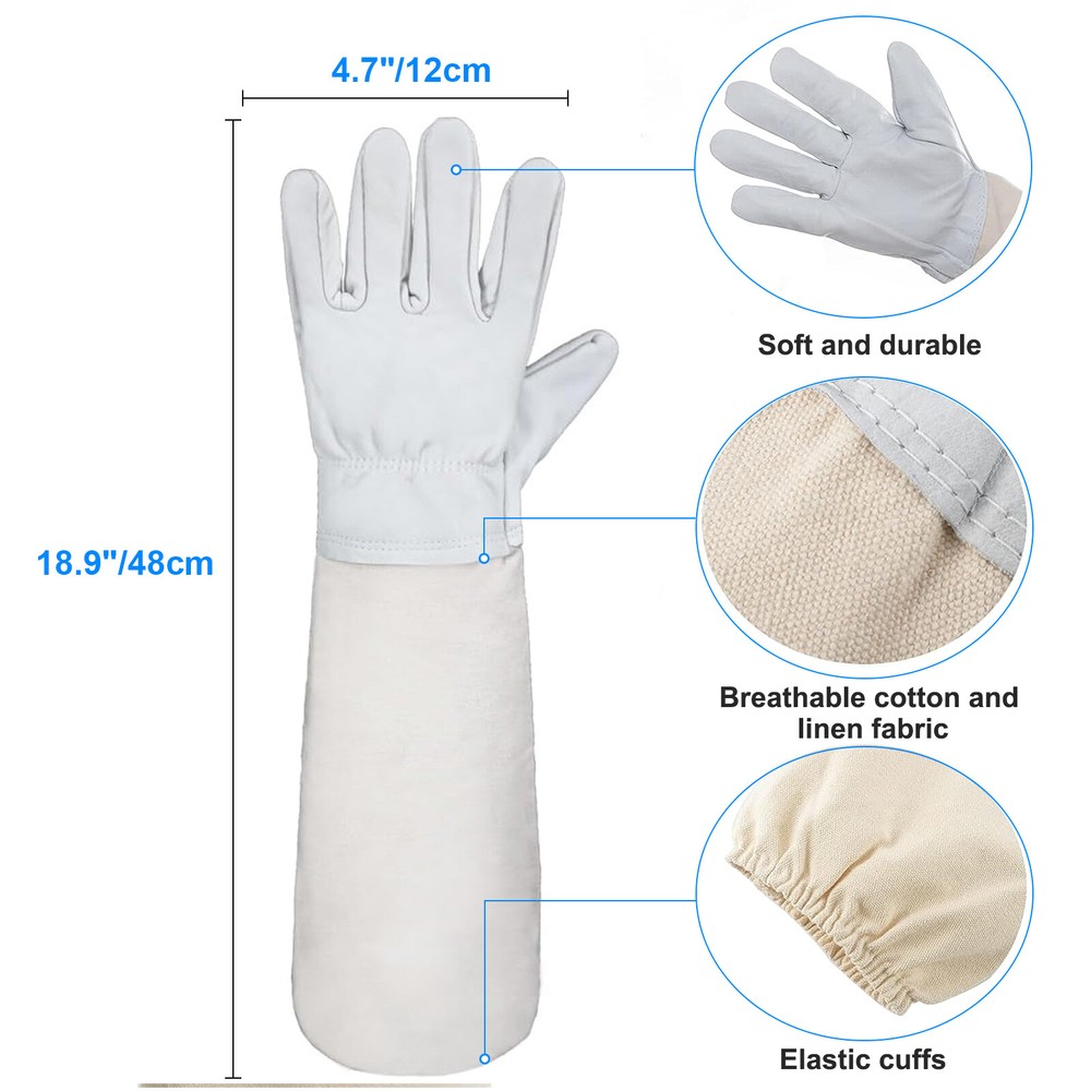 Beekeeping Protective Jacket Veil Suit + Beekeeping Long Sleeve Gloves Set