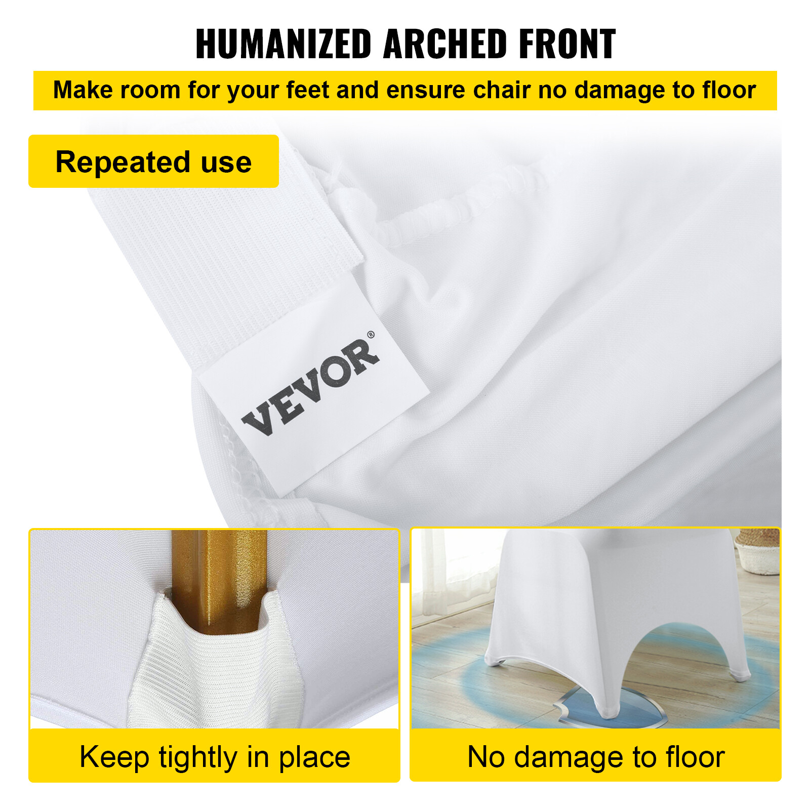 VEVOR 100PCS White Stretch Spandex Folding Chair Covers for Wedding Party Dining
