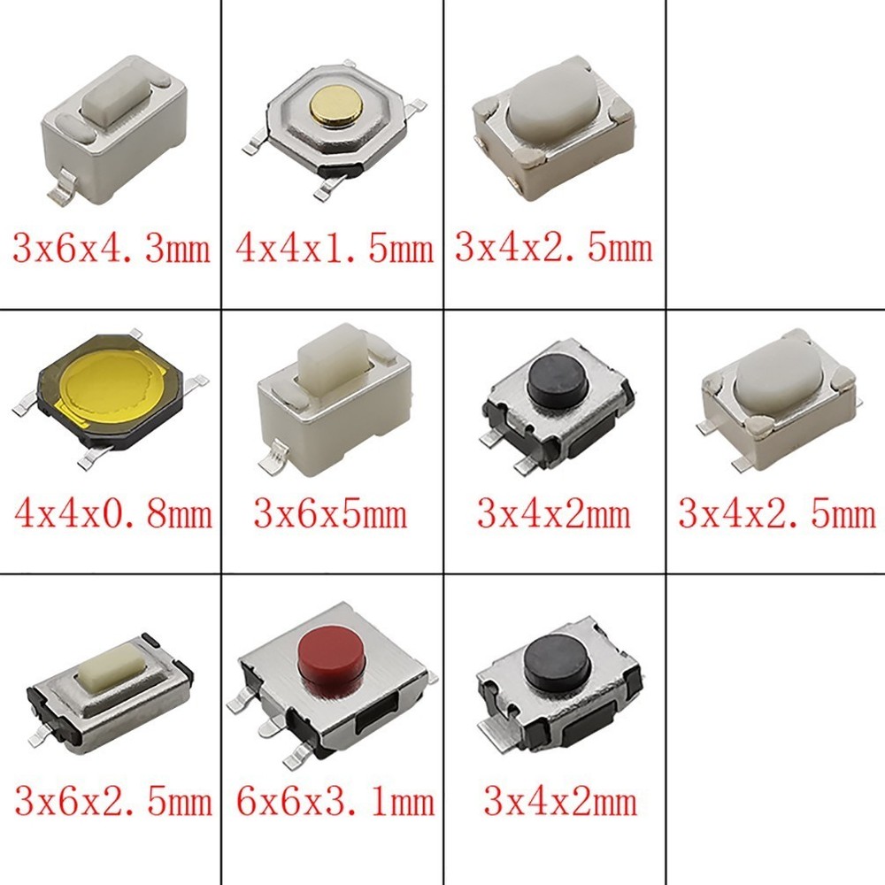 250* Values Tactile Push Button Switch Micro-Momentary-Tact-Assortment Kit