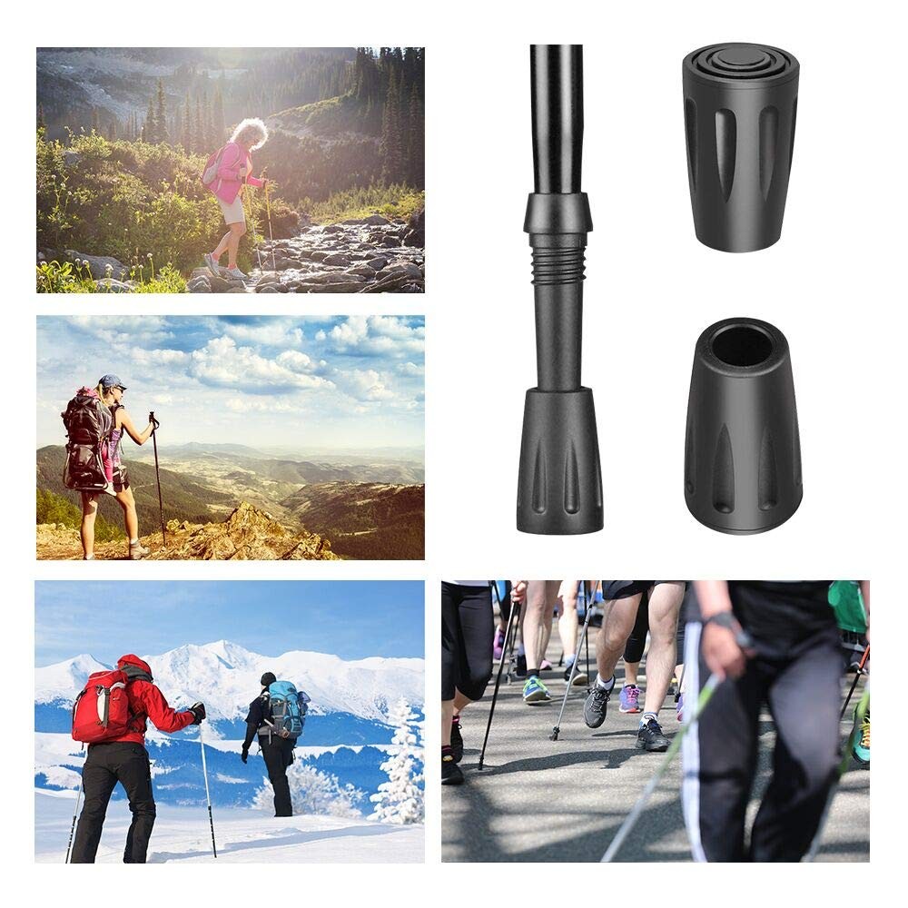Walking Stick Rubber Tips 16 Pack Hiking Trekking Pole Plain Bottom